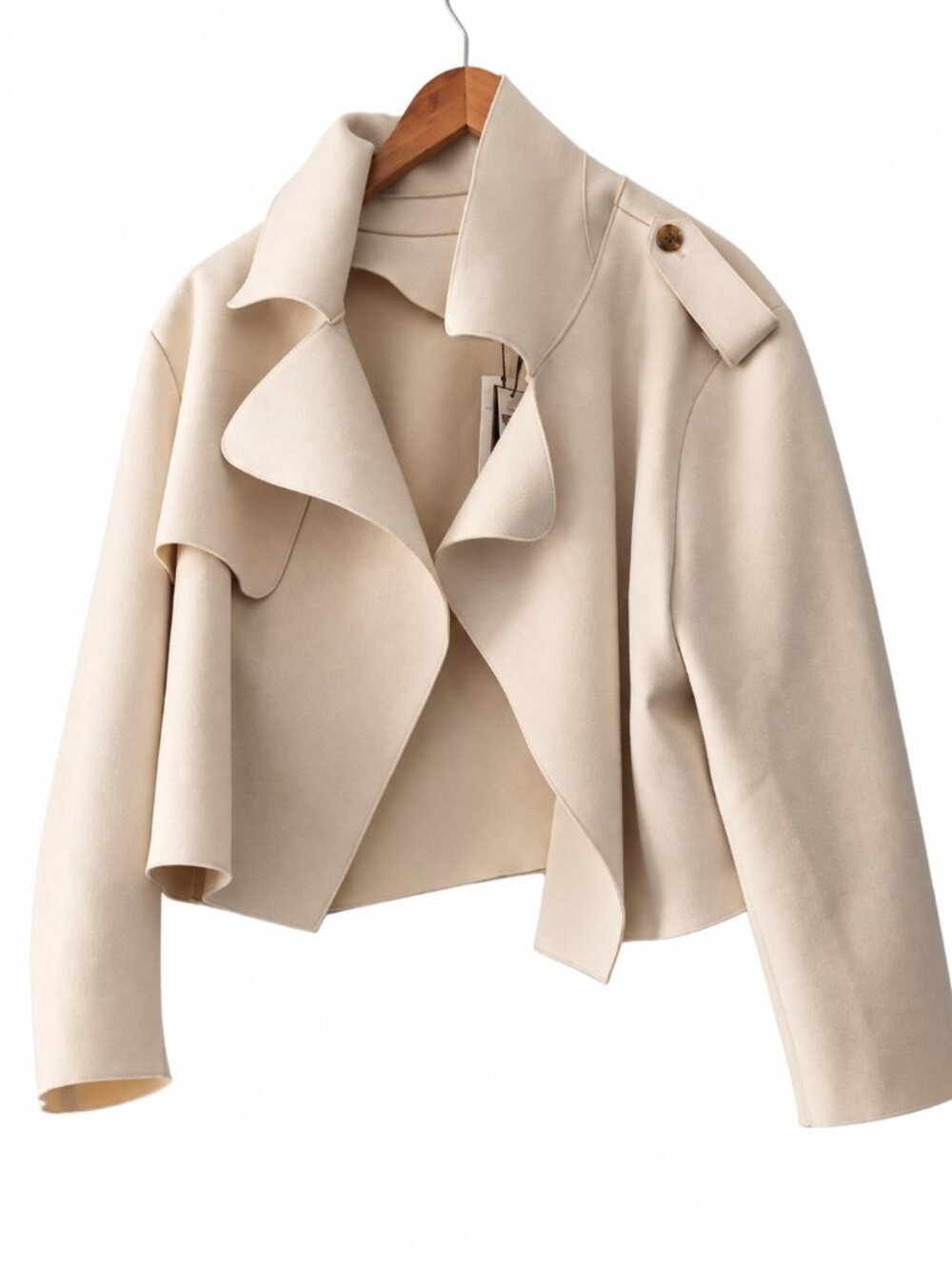 NWT Banana Republic Cream Draped Open Front Cropped Jacket Minimalist XL Petite